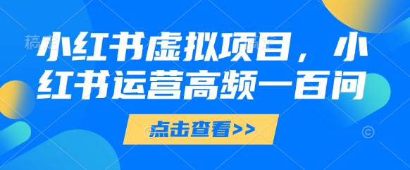 小红书虚拟项目，小红书运营高频一百问【文档】-九零网创