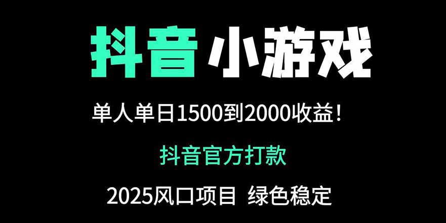 抖音官方小游戏2025全网最新玩法，暴利赚钱项目，单机日入2000+-九零网创
