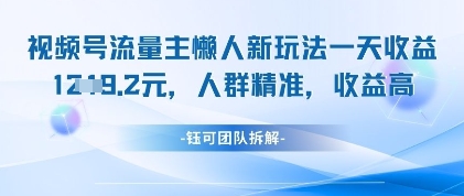 视频号流量主懒人新玩法，一天收益1k，人群精准收益高-九零网创
