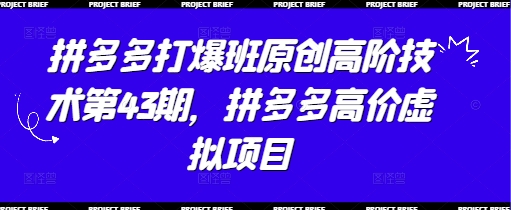 拼多多打爆班原创高阶技术第43期，拼多多高价虚拟项目-九零网创