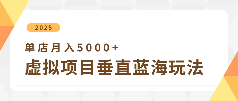 4月虚拟项目垂直玩法，冷门爆品+垂直蓝海，单店月入5000+-九零网创