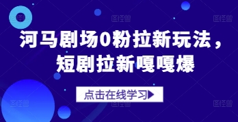 河马剧场0粉拉新玩法，短剧拉新嘎嘎爆-九零网创