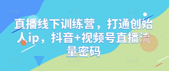 直播线下训练营，打通创始人ip，抖音+视频号直播流量密码-九零网创