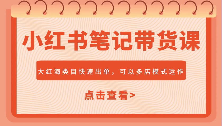 小红书笔记带货课，大红海类目快速出单，市场大，可以多店模式运作(更新)-九零网创