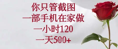 你只管截图，一部手机在家可以做，一小时120.一天5张+【揭秘】-九零网创