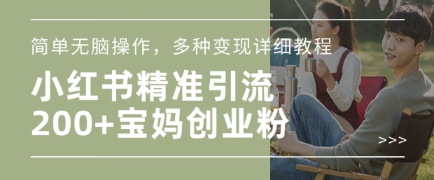 小红书混剪日引200+宝妈创业粉，简单无脑操作，多种变现详细教程-九零网创