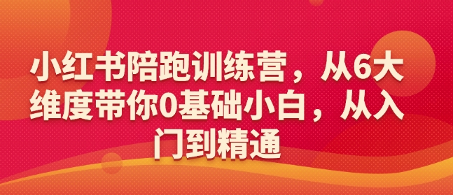 小红书陪跑训练营，从6大维度带你0基础小白，从入门到精通-九零网创