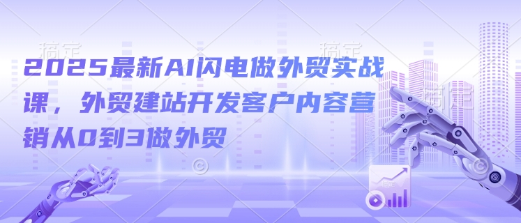 2025最新AI闪电做外贸实战课，外贸建站开发客户内容营销从0到3做外贸-九零网创