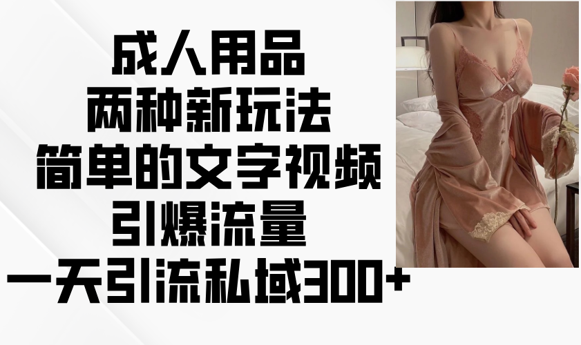 成人用品两种新玩法，简单的文字视频引爆流量，一天引流私域300+-九零网创