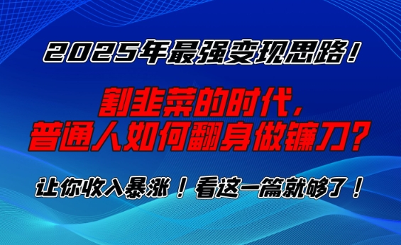 2025年最强变现思路，割韭菜的时代， 普通人如何翻身做镰刀？【揭秘】-九零网创