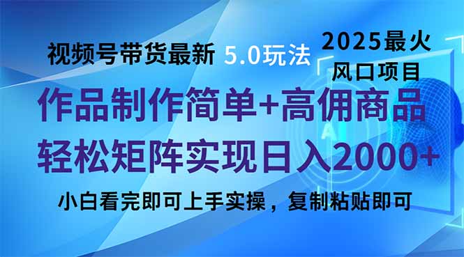 视频号带货最新5.0玩法，作品制作简单，当天起号，复制粘贴，轻松矩阵…-九零网创