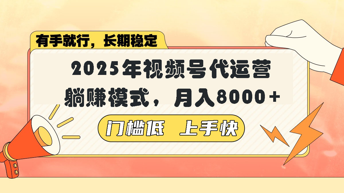 视频号带货代运营，躺赚模式，小白单月轻松变现8000+-九零网创