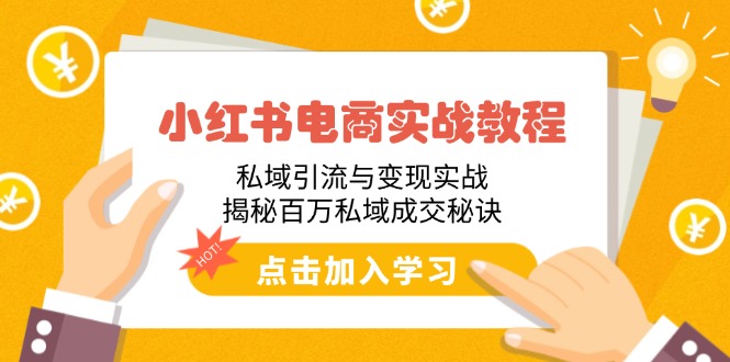 小红书电商实战教程：私域引流与变现实战，揭秘百万私域成交秘诀-九零网创