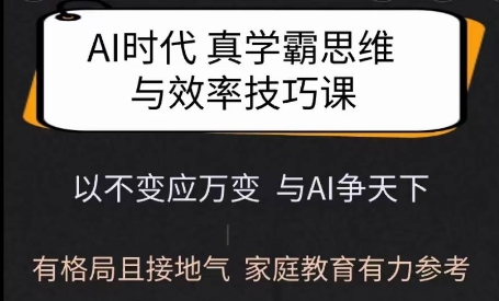 Ai时代真学霸思维与学习方法课，有格局且接地气，家庭教育有力参考-九零网创