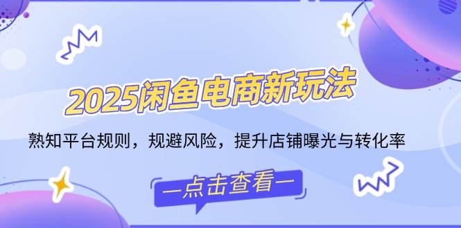 2025闲鱼电商新玩法，熟知平台规则，规避风险，提升店铺曝光与转化率-九零网创