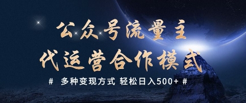 公众号流量主代运营  多种变现方式 轻松日入5张【揭秘】-九零网创