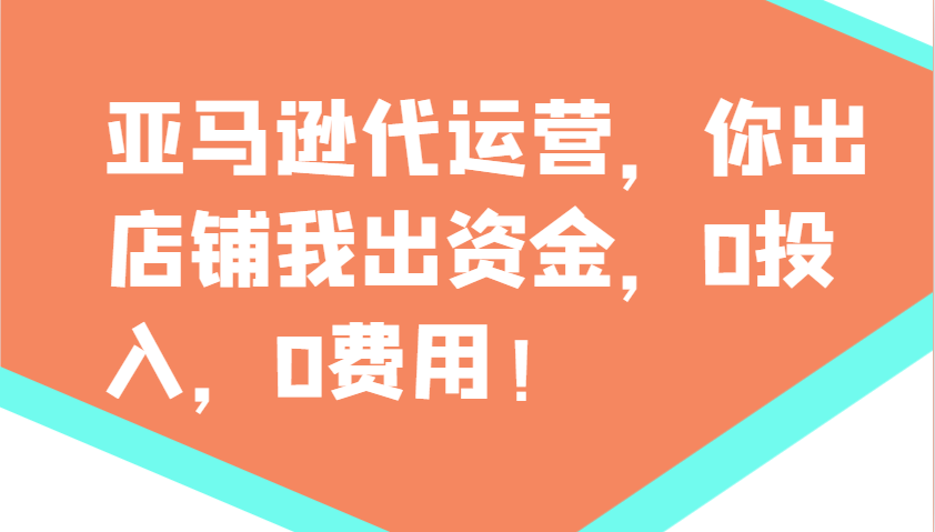 亚马逊代运营，你出店铺我出资金，0投入，0费用，无责任每天300分红，赢亏我承担-九零网创
