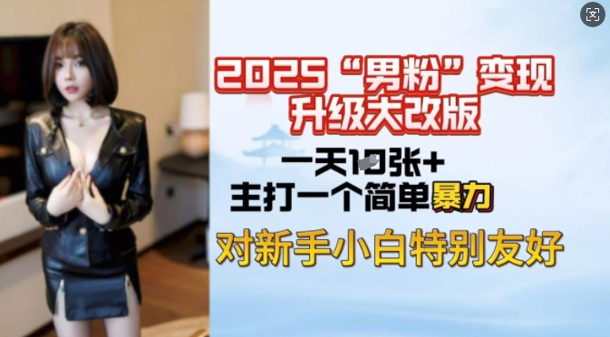 2025男粉变现全新玩法升级，日入上千简简单单，小白可轻松上手-九零网创