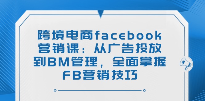 跨境电商facebook营销课：从广告投放到BM管理，全面掌握FB营销技巧-九零网创