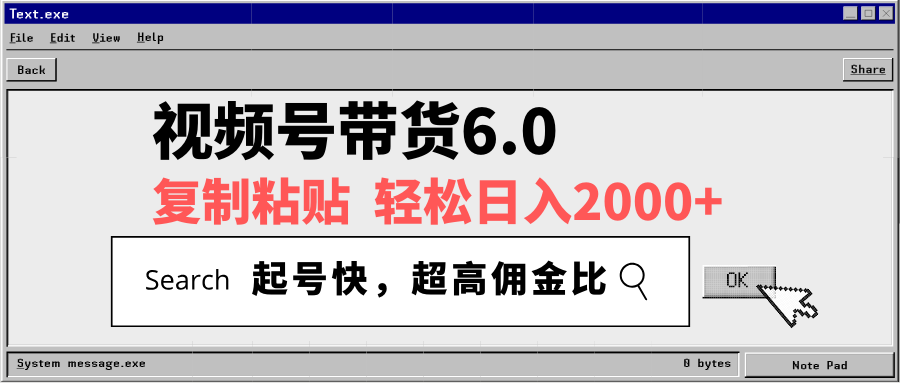 视频号带货6.0，轻松日入2000+，起号快，复制粘贴即可，超高佣金比-九零网创