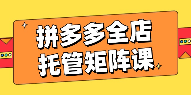 拼多多全店托管矩阵课，盈利动销玩法，高效计划设置，提升店铺效益-九零网创