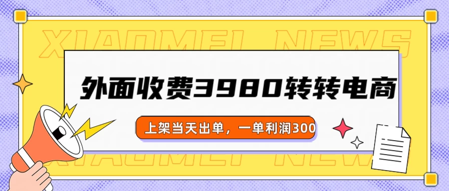 外面收费3980的转转电商玩法，上架当天出单，一单利润300-九零网创