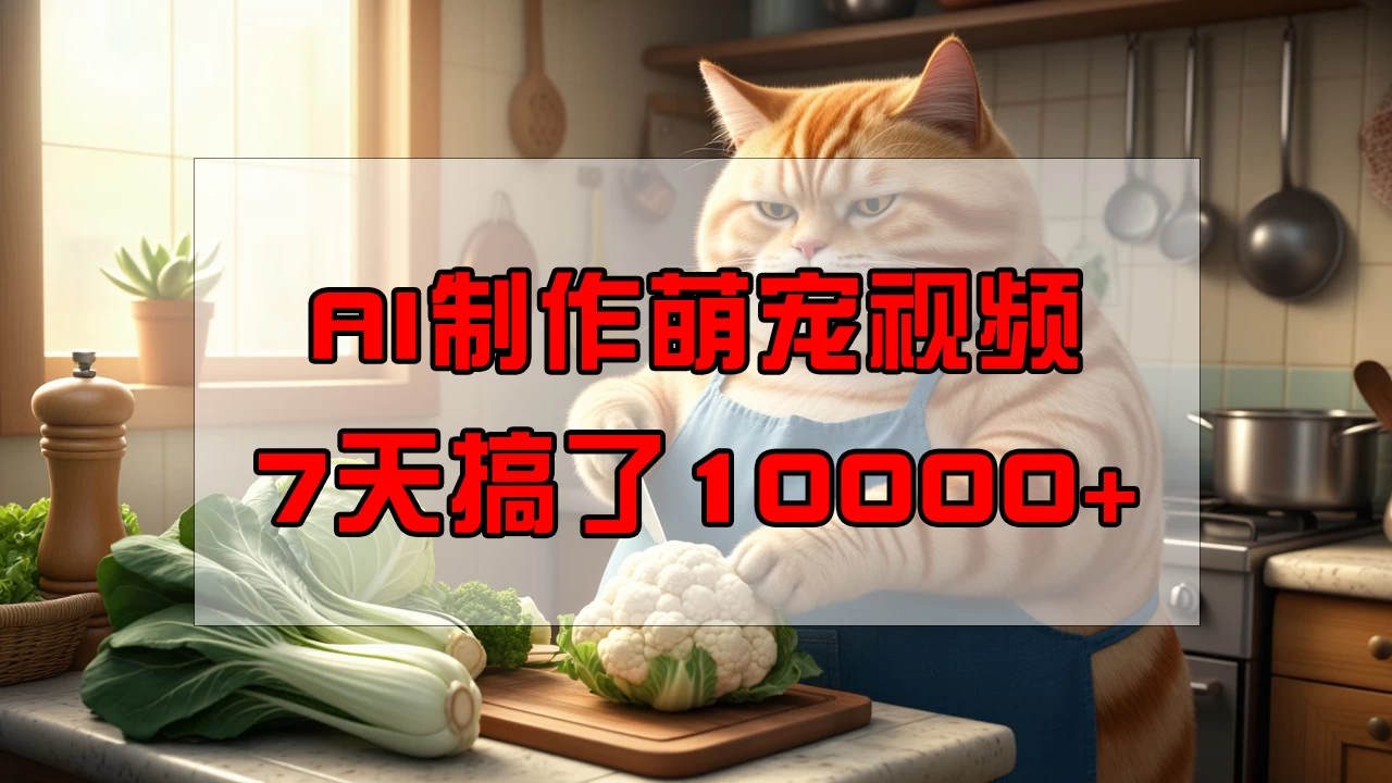 靠AI制作萌宠视频，7天搞了1万+，操作简单门槛低，有手机就行-九零网创