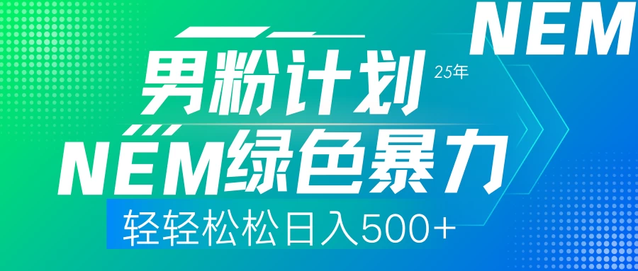 25年新男粉计划绿色暴力项目轻轻松松日收500+-九零网创