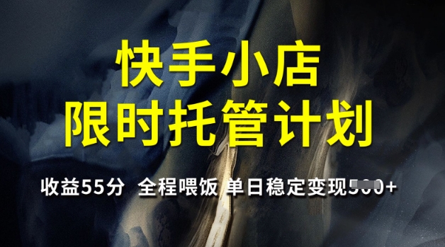 快手小店限时托管计划，收益55分，全程喂饭，单日稳定变现5张【揭秘】-九零网创