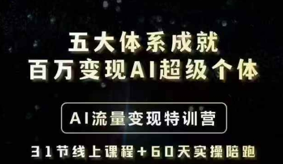 五大体系成就百万变现AI超级个体- AI流量变现特训营，一步一步教你一个人怎么年入百W-九零网创