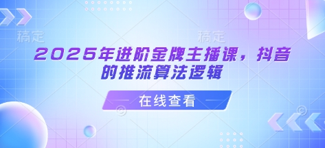 2025年进阶金牌主播课，抖音的推流算法逻辑-九零网创
