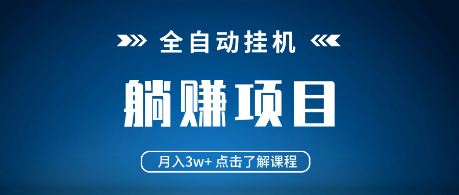 全自动挂机项目 月入3w+ 真正躺平项目 不吃电脑配置 当天见收益-九零网创