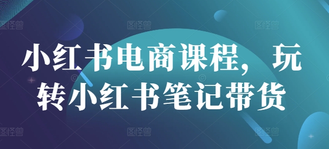 小红书电商课程，玩转小红书笔记带货-九零网创