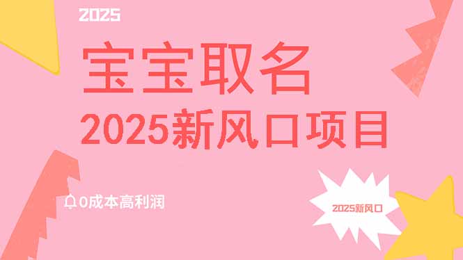 2025新风口项目宝宝取名，0成本高利润，附保姆级教程，月入过万不是梦-九零网创