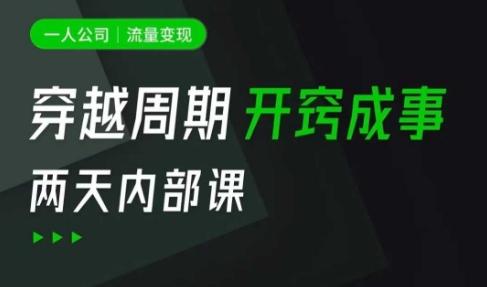 一人公司：流量变现课，一人公司的方法模型拆解， 拆解富人思维，流量思维，小老板思维等-九零网创