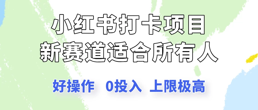 小红书打卡项目新赛道，一个适合所有人的项目，新手月入5000+-九零网创