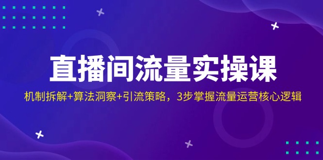 直播间流量实操课：机制拆解+算法洞察+引流策略，3步掌握流量运营核心逻辑-九零网创