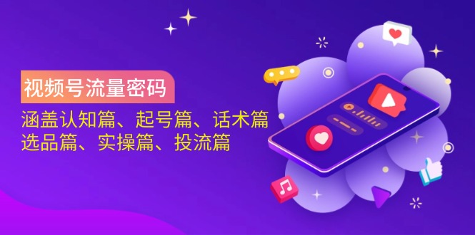 视频号流量密码：涵盖认知篇、起号篇、话术篇、选品篇、实操篇、投流篇-九零网创