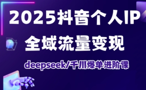 2025抖音个人IP全域流量变现进阶课，deepseek千川爆单进阶课-九零网创