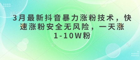 3月最新抖音暴力涨粉技术，快速涨粉安全无风险，一天涨1-10W粉-九零网创