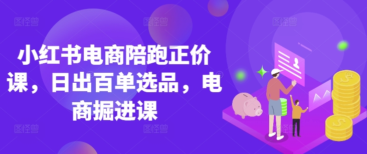 小红书电商陪跑正价课，小红书官方认证电商讲师教学，日出百单选品，电商掘进课-九零网创