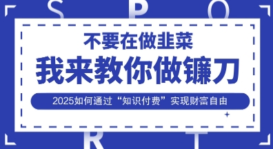 韭菜生涯终结者，我来教你做镰刀，2025如何通过“知识付费”实现财F自由【揭秘】-九零网创