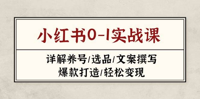 小红书0-1实战课(2023-2025)，详解养号/选品/文案撰写/爆款打造/轻松变现-九零网创