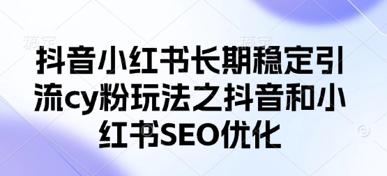抖音小红书长期稳定引流cy粉玩法之抖音和小红书SEO优化-九零网创