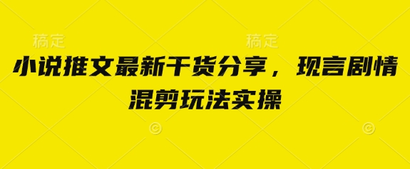 小说推文最新干货分享，现言剧情混剪玩法实操-九零网创
