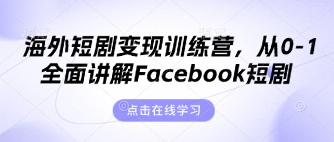 海外短剧变现训练营，从0-1全面讲解Facebook短剧-九零网创