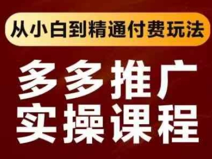 拼多多推广实操课程，从小白到精通付费玩法-九零网创