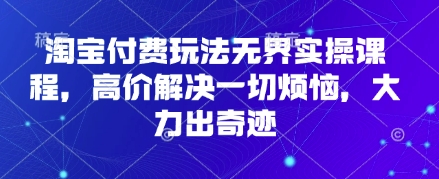 淘宝付费玩法无界实操课程，高价解决一切烦恼，大力出奇迹-九零网创