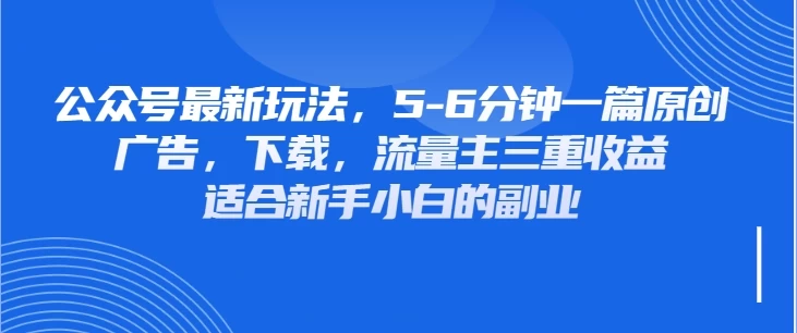 公众号最新玩法，广告，下载，流量主三重收益，非常适合新手小白的项目-九零网创
