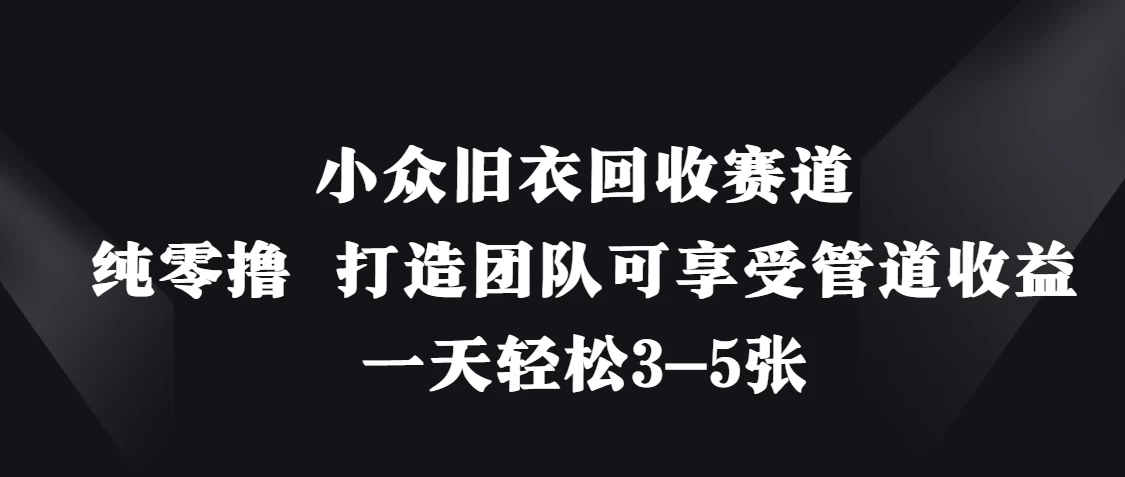 小众旧衣回收赛道，纯零撸 打造团队可享受管道收益，一天轻松3-5张-九零网创